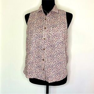 Obey Pink and White floral Sleeveless Top